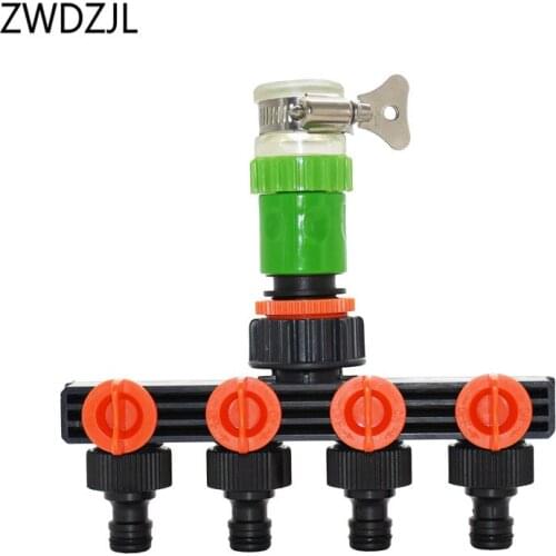 Garden hose water splitter 4 way Tap 5/8" Round tap connector water splitter Garden tap Shunt four outlets 1set