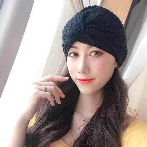 2021 Women Elegant Pleated Long Hair Swimming Cap Binder Beach Quick Dry Knot Girls Elastic Bathing Hat