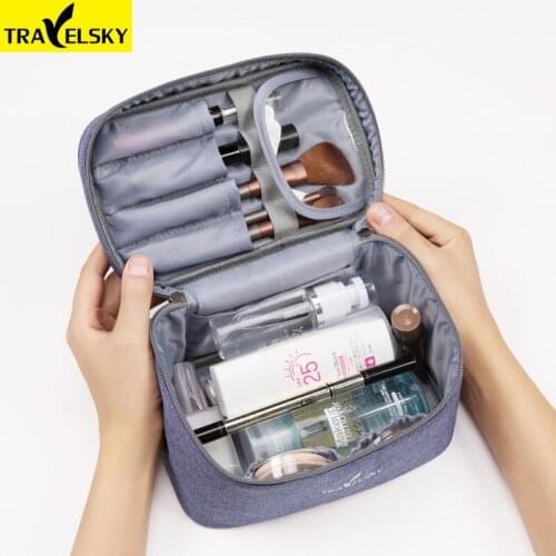 Travelsky New Arrival Travel Cosmetic Bag Women Waterproof Makeup Bag Men Cosmetics Case Portable Toilet Make up Zipper Bags