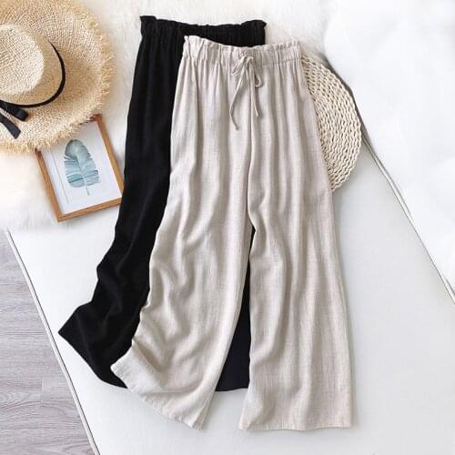 Wasteheart Spring New Women Fashion Black Khaki Long Pants Wide Leg Pants High Waist Female Pants Loose Casual Pockets