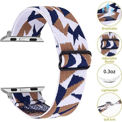 Fashion Breathable Elastic Strap for Apple Watch SE Band Series 6 5 4 3 Nylon Bracelet for iWatch 40mm 44mm 38mm 42mm Wrist Belt