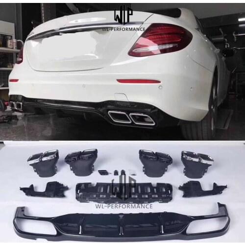 High Quality PP For Mercedes-Benz New E-class Rear Lip W213 E260 E300 Refit E63 AMG Tail Throat Rear Lip Car Body Kit 16-19