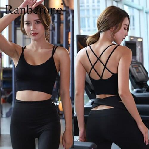 Ranberone Women Sports Bra Workout Female Sport Top Crop Fitness Active Wear Push Up Seamless For Yoga Gym Brassiere Sportswear