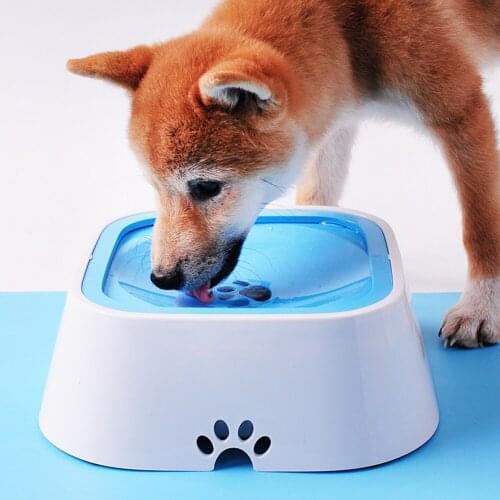 1.5L Dog Drinking Water Bowl Floating Non-Wetting Mouth Cat Bowl without Spill Drinking Water Dispenser ABS Plastic Dog Bowl