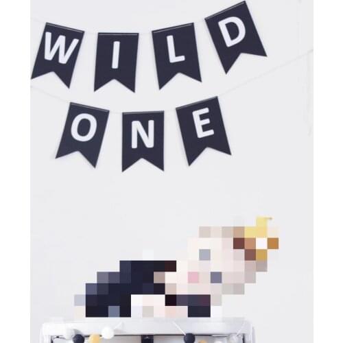 1set Paper WILD TWO WILD ONE Banner Birthday Party Decorations For Baby Boy Baby Shower Jungle Theme Party Supplies