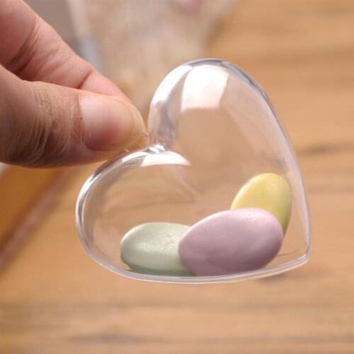 10pcs Clear Heart Shape Ball Candy Box Ornament DIY Plastic Ball Hanging Decor Crafting Birthday Wedding Party Supplies A35