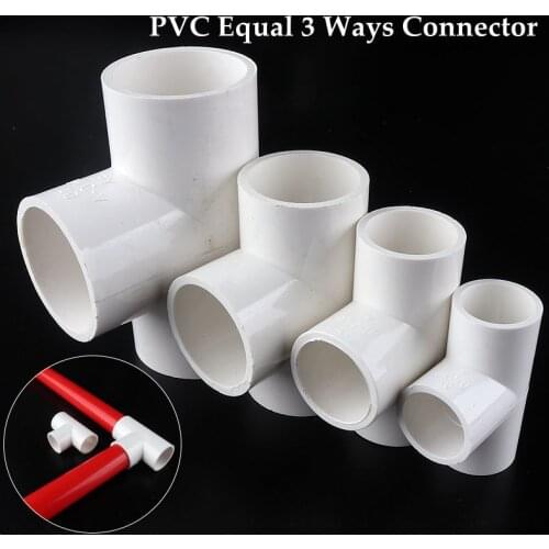 5~30pcs Inner Dia 20~50mm PVC Pipe Equal Tee 3 Ways Connector Fittings Irrigation System Water Supply White Hard Tube Connectors