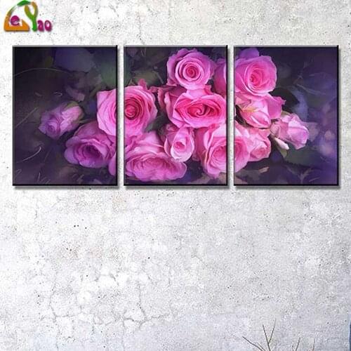 5d diy Diamond Painting Full Square 3 pieces of rose canvas art painting abstract mural decoration flower painting home decor