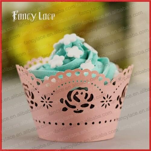 60PCS Wholesale Wedding Party Cake Decoration Laser Cutting Cupcake Wrappers Paper Crafts Christmas Birthday Handmade Crafts