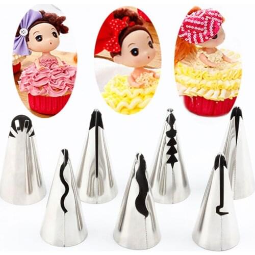 8pcs/Set Stainless Steel Russian Skirt Icing Piping Nozzles Decorating Tips Tools Kit Flower Bakery Cake Baking Decorating Tools