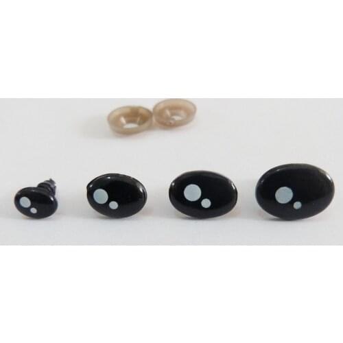 80pcs/lot 9x7mm/8x11mm/9x12mm/10x14mm/12x16mm oval animal toy eyes plastic safety eyes + soft washer for doll accessories