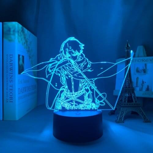 Acrylic Anime Attack on Titan 3d Lamp Levi Ackerman light for Bedroom Decoration Kids Gift Attack on Titan LED Night Light Levi