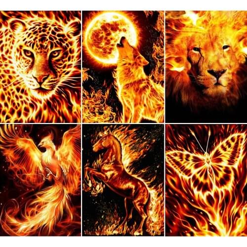 5D DIY Diamond Painting Horse Animals Lion Wolf Cross Stitch Kit Full Drill Embroidery Mosaic Art Picture of Rhinestones Decor