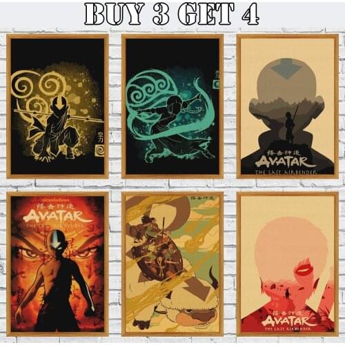 Avatar The Last Airbender Aang Katara Cartoon Kraft Posters And Print Wall Painting For Living Room Home Decor