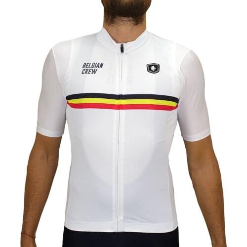 White Cycling Jersey Men Summer Short Sleeve Belgian Club Mountain Bike Shirt Clothing Breathable Mtb Jersey