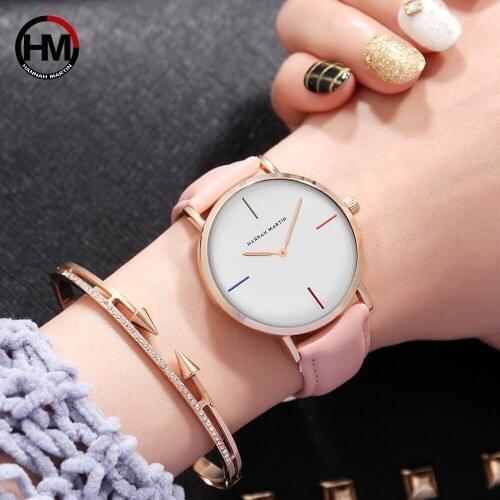 HANNAH MARTIN Fashion Casual Womens Quartz Wristwatch Leather Strap Ladies Dress Watch Waterproof Reloj Mujer Bracelet Watches