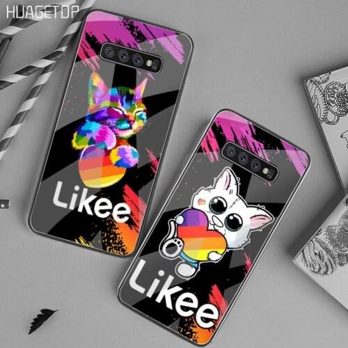 HUAGETOP Likee Funny cat bear love heart Shell Phone Case Tempered Glass For Samsung S20 Plus S7 S8 S9 S10 Plus Note 8 9 10 Plus