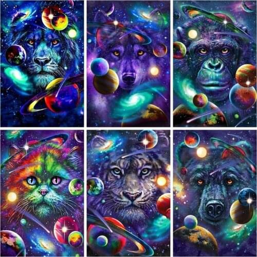5D DIY Diamond Painting Wolf Tiger Cat Animal Diamond Embroidery Decorative Painting Cross Stitch Kits Handicraft Needlework Art