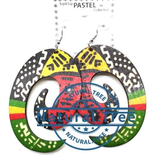 Printing Swirl Wooden Earrings