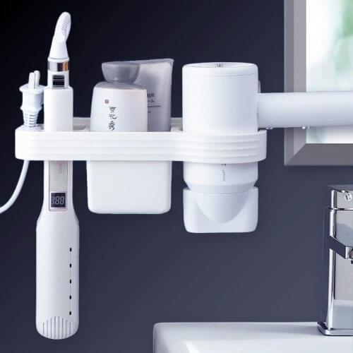 Hands Free Hair Dryer Holder Storage Box Curling Iron Shelf For Bathroom Organizer Storage Rack Bathroom Accessories Set Home