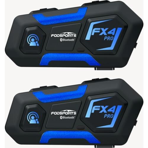 Fodsports 2 pcs FX4 Pro Helmet Intercom Motorcycle Helmet Bluetooth Headset 4 Rider 1000m Group Interphone Intercomunicador FM