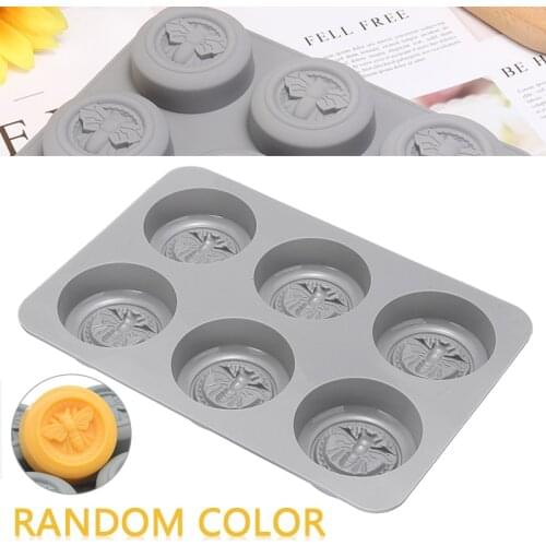 DIY Handmade Soap Mold 6 Cell Round Honey Bee Honeycomb Silicone Soap Mold Portable Soap Making Tools Candle Cake Mould