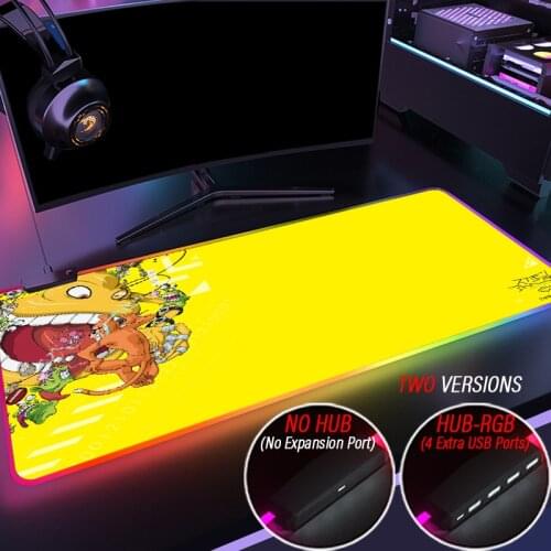 Anime Digimon Gaming RGB Large Locked Mouse Pad Computer Mousepad Led Backlight Surface Mause Keyboard Desk Mat Support DIY