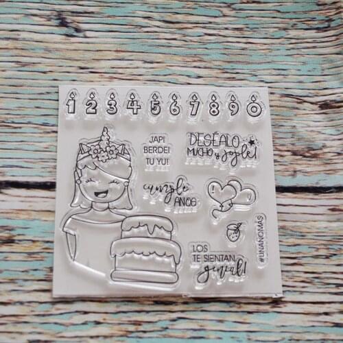 Spanish Happy birthday Transparent clear stamp for DIY Scrapbooking/Card Making/Kids Christmas Fun Decoration Supplies