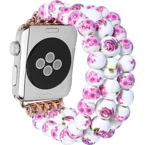 Ceramic Watchband for Apple Watch 44mm 40mm 38mm 42mm Smart Watch Band Strap Bracelet Ceramic Bead Watchband for iWatch SE 6 5 4