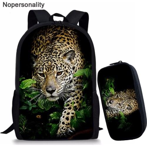 Nopersonality 3d Jungle Leopard Print School Bag Set for Boys Cool Kids Animal Print Schoolbags Middle School Children Book Bags