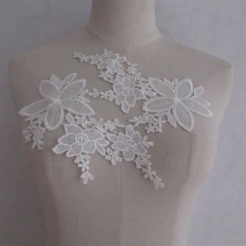 1Pair New Arrival Beautiful White Fabric Flower Neckline Collar Hot Sale Venise Lace Supplies Applique Fine Decorate Accessories