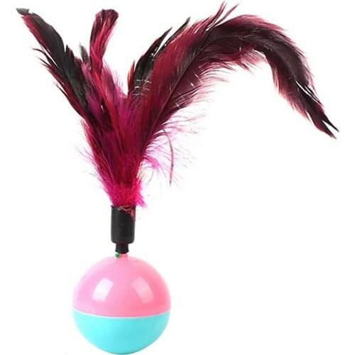 Legendog 1pcs Cat Toy Pet Cat Feather Ball Toys Funny Tumbler Cat Interactive Toy Cat Teaser Toys for Cats Kitten
