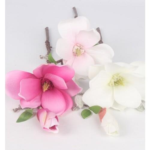 Mini Magnolia Artificial Flowers Silk Fake Flower Branch Fleur Artificiel For Table Flores Wedding Home Decortion Accessories