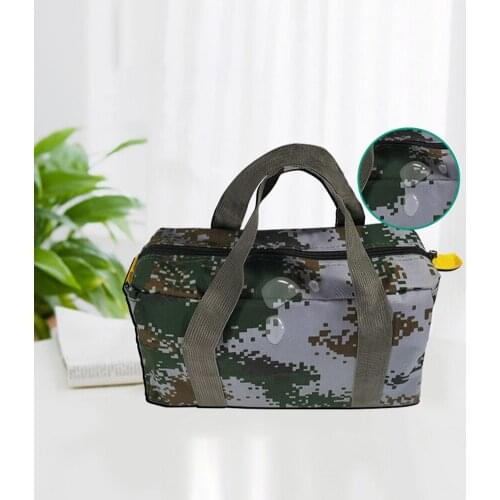 Multi-Function Tool Storage Bag Camouflage Canvas Electrician Bag Waterproof Hand Carry Tote Home Toolkit Hardware Parts Pouch