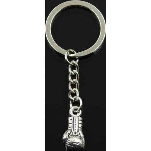 Fashion 30mm Key Ring Metal Key Chain Keychain Jewelry Antique Silver Color Plated Boxing Glove Fist 22x11x7mm Pendant