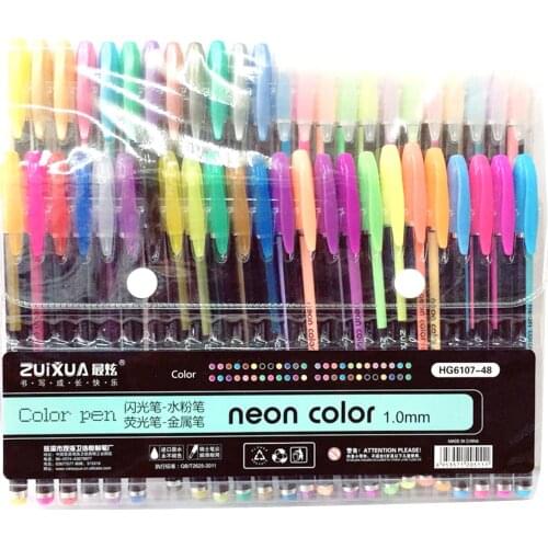 48 Colors Gel Pens Set Glitter Gel Pen For Adult Coloring Books Journals Drawing Doodling Art Markers Pen