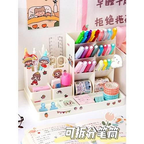 Home Bedroom Desktop Stationery Storage Box Living Room Office Desk Tool Organizer Pencil Container Inclined Pen Holder