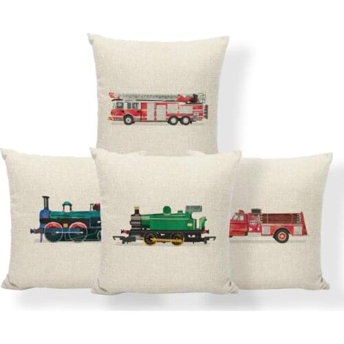 Cartoon Colorful Cars Cushion Covers Carrier The Land of Trains 1 Side Print Throw Pillows Children Room Decor 43 cm Pillowcases