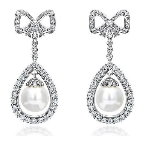 Newly Launched Selected Shell Bead Inset Crystal Butterfly Knot Long Gift Party Earrings
