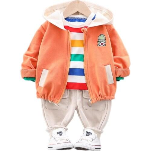 New Spring Autumn Children Cartoon Casual Clothes Boys Baby Girls Print Hoodies Pants 3Pcs/Sets Kids Fashion Cotton Tracksuit