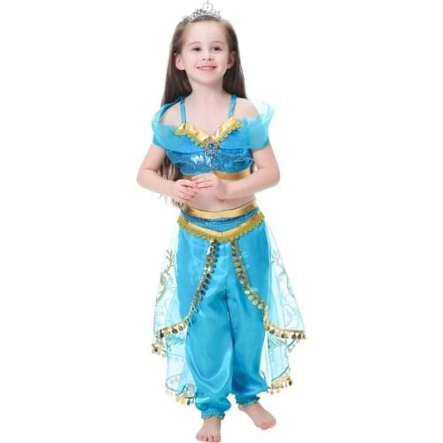New Blue Girls Princess Dress Cosplay Dance Set Halloween Purim Party Costume for Girls Birthday Gifts