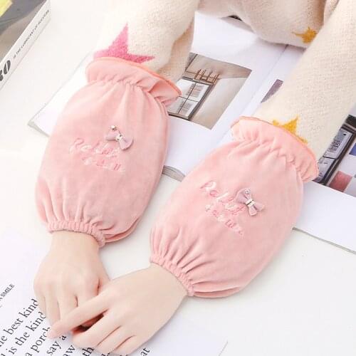 Autumn and winter cute simple short anti-fouling protective sleeves female adult children down jacket home clean anti-dirty