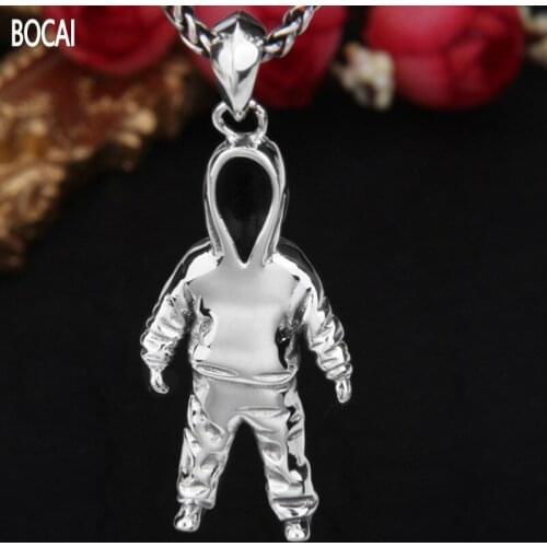 BOCAI New solid 100% s925 sterling silver mysterious man pendant, fashion personality hip-hop street Man pendant invisible Man