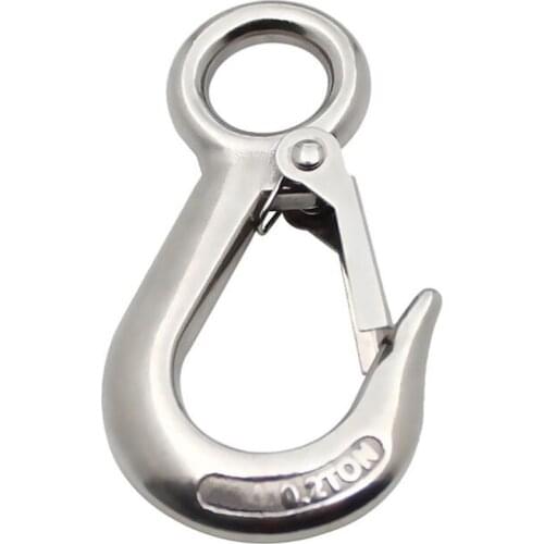 Stainless Steel Eye Lifting Hook American Type Safety Hook Rigging Accessory with Round Eye Working Load 0.2T, 0.3T, 0.5T
