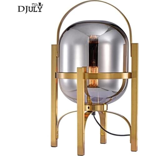 Postmodern Gray Glass Table Lamps Luxury Villa Bedroom Living Room Study Dining Room Home Decoration Luster LED Table Lights E27