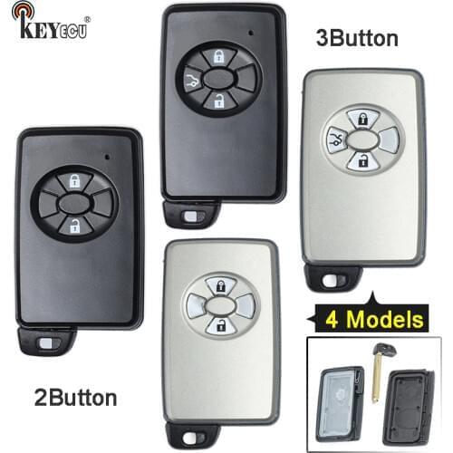 KEYECU for Toyota Replacement Smart Card Remote Car Key Shell Case Fob 2/3 Button With Uncut Blade Black/White Color Only Shell