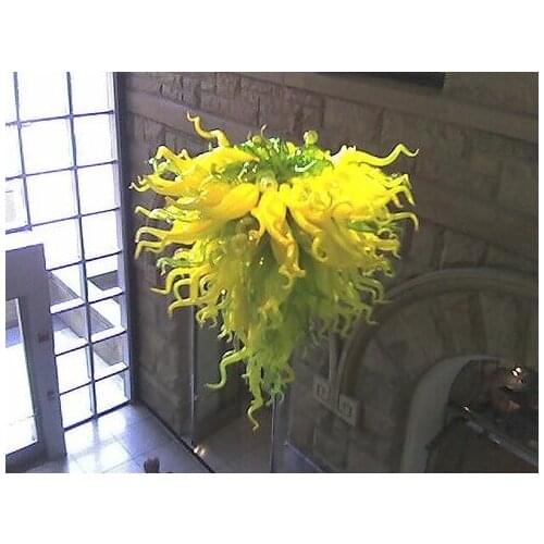 Modern Yellow Color Triangle Handmade Blown Glass Chain Chandelier LED Chandelier Lighting