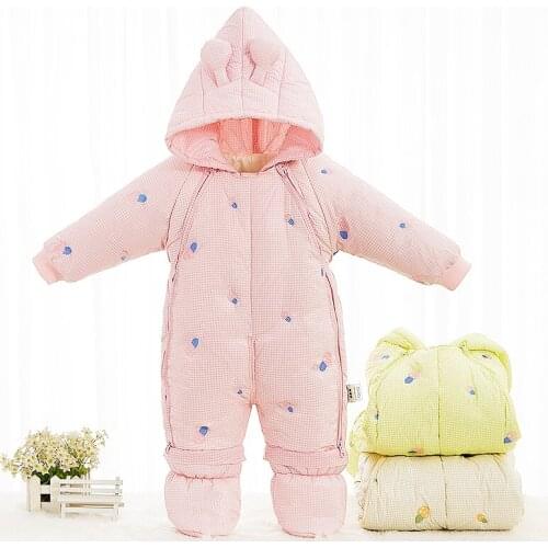 Warm Down Newborn Baby Rompers Hooded Toddler Boy One Piece Jumpsuit Outdoor Girls Onesies Clothes Kids Coverall Snowsuits