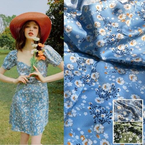 Bubble Satin Printed Polyester Fabric Brand Clothing Fashion Shirt Cloth for Dress Sewing Material Fabrics Per Meter