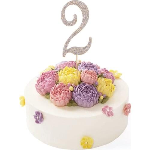 Happy Birthday Cake Topper Glitter Crystal Number Candles Birthday Cake Decoration for Princess Candy Bar Baby Shower Party